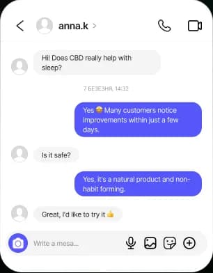 Uma conversa por chat com um cliente